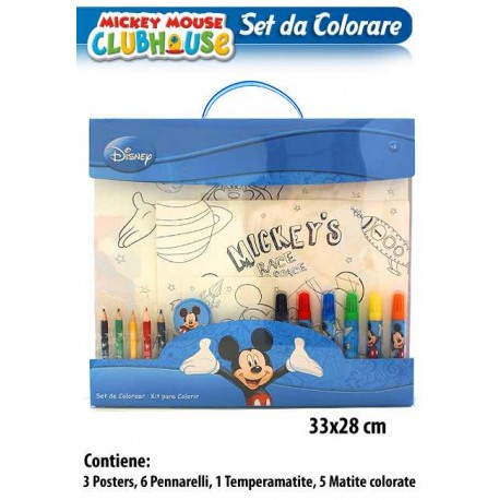 SET DA COLORARE 3 FOGLI+6 COLORI MICKEY